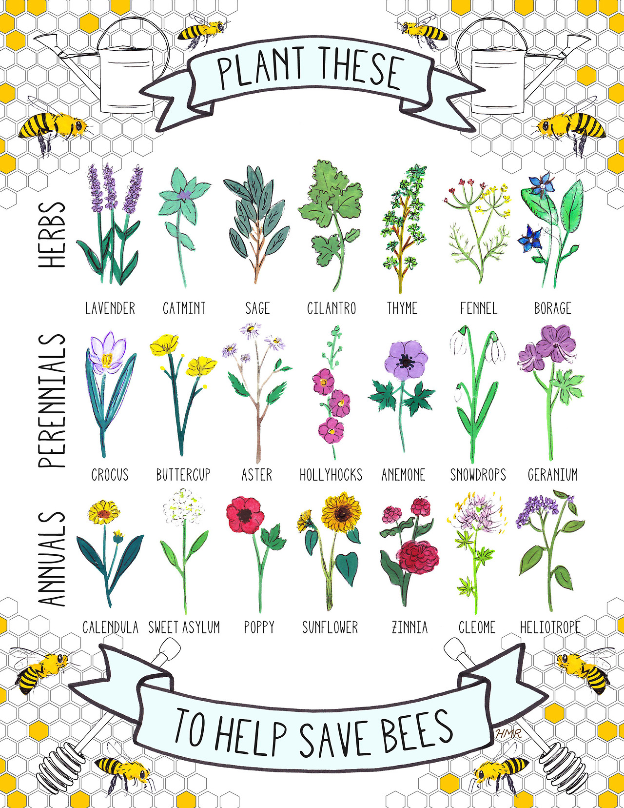 Ayudemos a las abejas sembrando las siguientes plantas en nuestro jardín