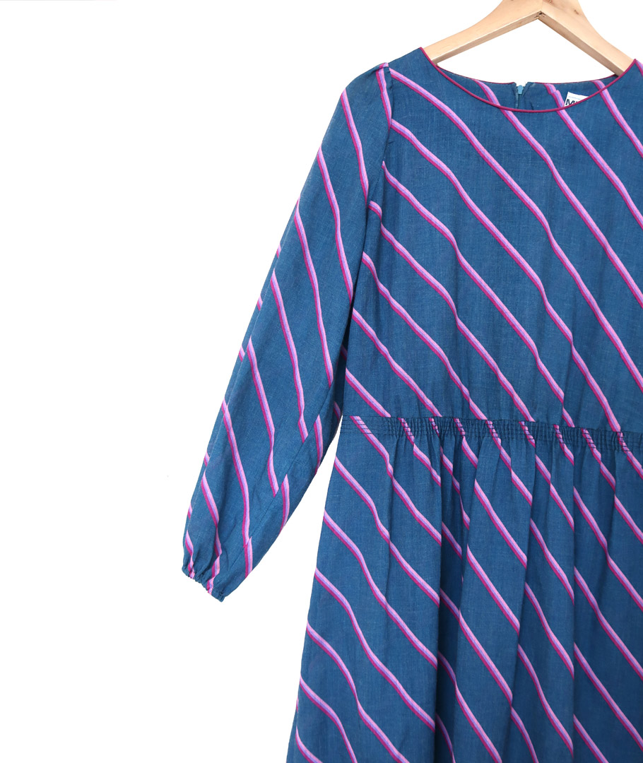 Vestido azul rallas - Imagen 2