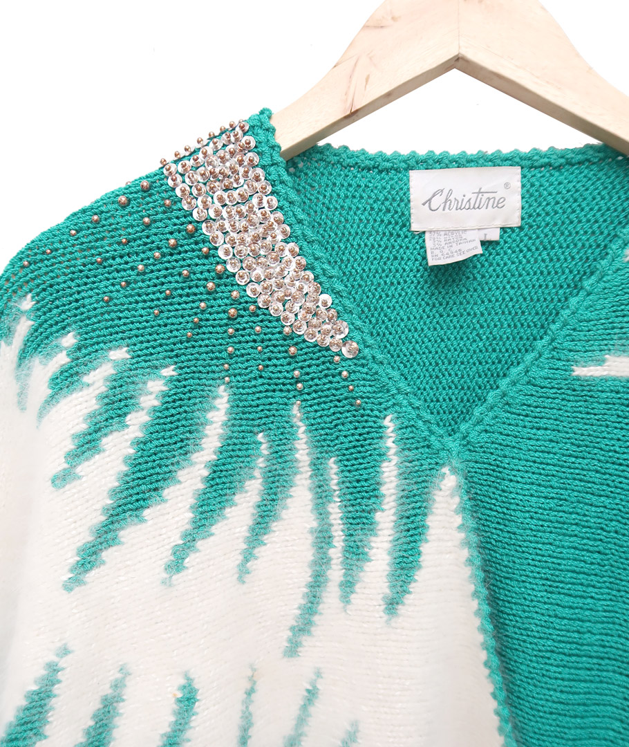 Chaleco verde agua con angora - Imagen 2